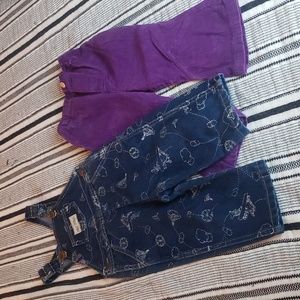 Sesame street 2T corterroy pants and okie-dokie bib overalls